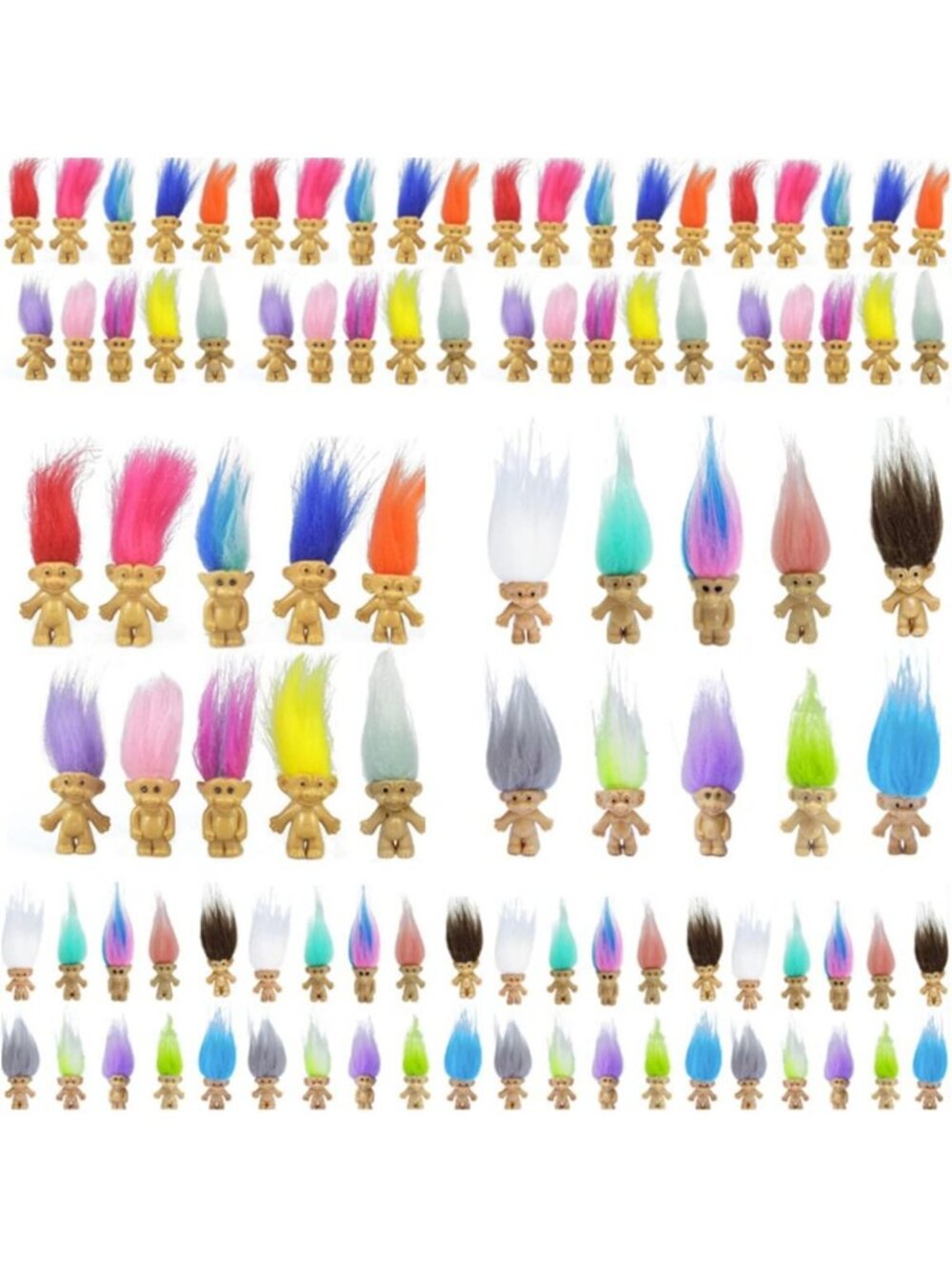 100PCS Mini Vintage Troll Dolls - 1.2” Good Luck Collectible Figures